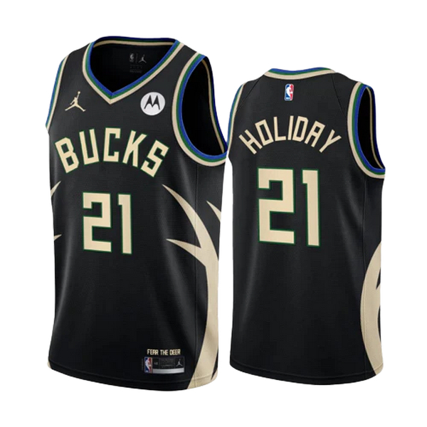 Milwaukee Bucks Trikot Jrue Holiday 21 Jordan 2022-23 Statement Edition Schwarz Swingman - Herren Milwaukee Bucks Trikot Jrue Holiday 21 Jordan 2022-23 Statement Edition Schwarz Swingman - Herren